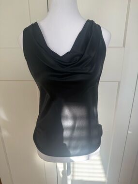 Kenneth Cole Black Draped Cowl Neck Sleeveless Top